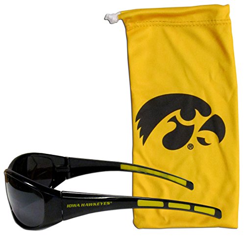 NCAA Iowa Hawkeyes Adult Sunglass and Bag Set, Yellow