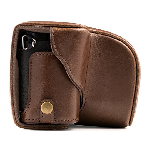 MegaGear 'Ever Ready' Leather Camera Case – Easy to Install, Tripod and Peripheral Friendly Accessory – Compatible with Sony Alpha A6000, A6300 (Dark Brown)