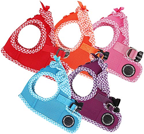 Puppia Vivien Vest Dog Harness Step-in All Season Mesh Cute No Pull No Choke Walking Training for Small Dog, Red, Small