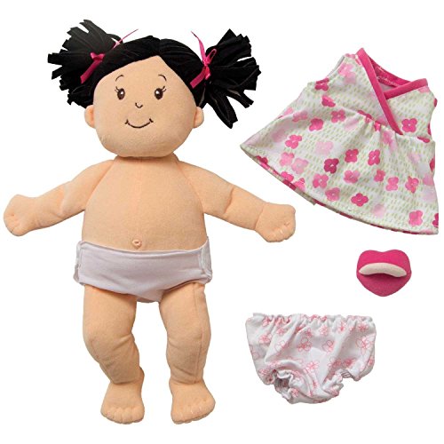 Manhattan Toy Baby Stella Black Hair Soft First Baby Doll, 15-Inch
