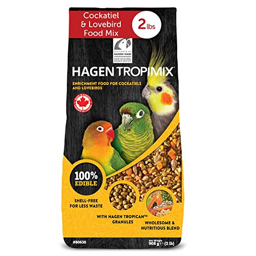 Hagen Tropimix Enrichment Food for Cockatiels and Lovebirds, 2 lb. - HARI Parrot Food with Seeds, Fruit, Nuts, Vegetables, Grains, and Legumes