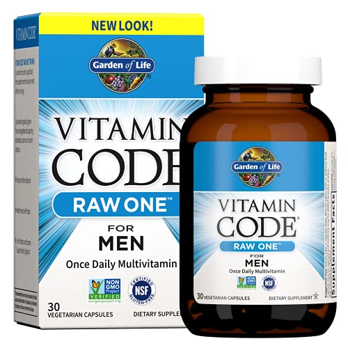 Garden of Life Vitamin Code Raw One for Men, Once Daily Multivitamin for Men, One a Day Mens Vitamins Plus Fruit, Veggies and Probiotics for Mens Health, Vegetarian Mens Multivitamins, 30 Capsules