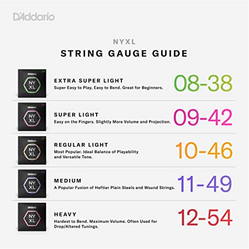 D'Addario Guitar Strings - NYXL Electric Guitar Strings - NYXL1046 - Unrivaled Strength, Tuning Stability, Enhanced Mid-Range - For 6 String Guitars - 10-46 Regular Light