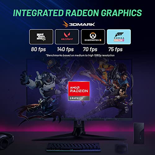 Skytech Mini PC X1 Gaming PC Desktop – AMD Ryzen 5 5600G 3.9 GHz, Radeon Graphics, 500GB NVME SSD, 16GB DDR4 SODIMM RAM, 120W AC Adapter/Wi-Fi, Windows 10 Home 64-bit