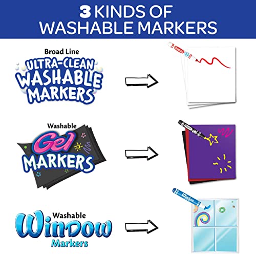 Crayola Washable Marker Set, School Supplies, Gel Markers, Window Markers, Broad Line Markers, 64ct