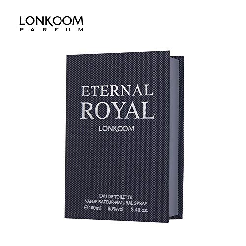 Lonkoom Eternal Royal - Fragrance for Men - Amber and Woody Scent - Perfume Notes of Litchi, Bergamot, Raspberry, Cardamom, Musk, Sandalwood - Long Wearing Aromatic Projection - 3.4 oz EDT Spray