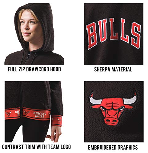 Ultra Game NBA Houston Rockets Womens Full Zip Sherpa Jersey Hoodie with Team Logo, Team Color, X-Large