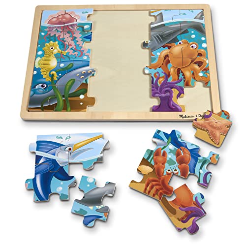 Melissa and Doug Under the Sea Ocean Animals Wooden Jigsaw Puzzle With Storage Tray (24 pcs)