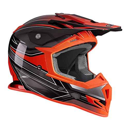 GLX GX23 Dirt Bike Off-Road Motocross ATV Motorcycle Full Face Helmet for Men Women, DOT Approved (Sear Orange, Medium)