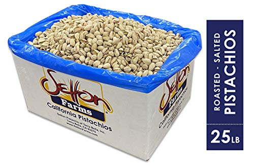 Setton Farms Pistachios, Bulk Box of Roasted Salted Pistachios, Premium California In Shell Pistachio Nuts, 25 pound case, Large Pistachios, Certified Non GMO, Gluten Free, Vegan and Kosher