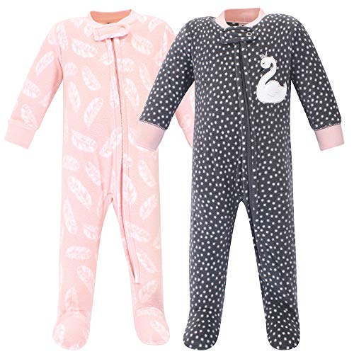 Hudson Baby Unisex Baby Fleece Sleep and Play Swan, 0-3 Months