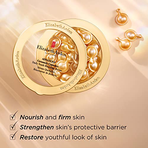Elizabeth Arden Anti-Aging Ceramide Capsules Serum, Advanced Daily Youth Restoring Serum, 30 Count