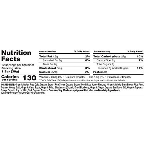 Don't Go Nuts Nut-Free Organic Chewy Granola Bar, Blueberry, 12 Count, Non GMO, Gluten Free