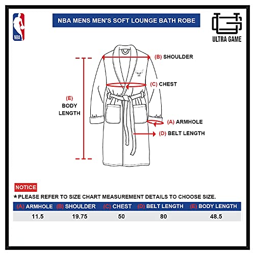 Ultra Game -NBA Indiana Pacers Mens Lounge Bath Robe, Team Color, 1SIZE