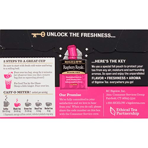 Bigelow Raspberry Royale Black Tea, Caffeinated, 20 Count (Pack of 6), 120 Total Tea Bags