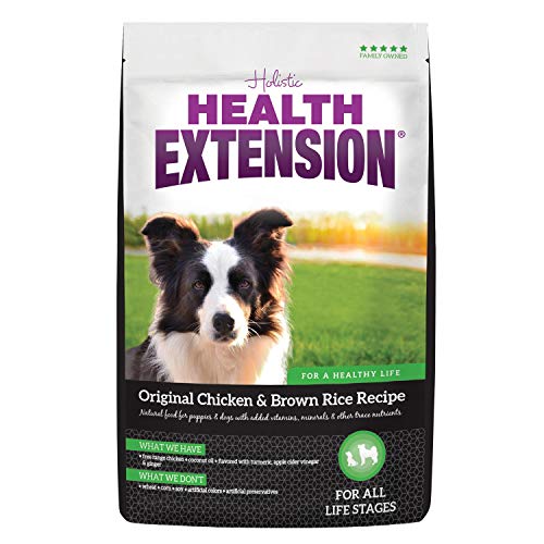 Health Extension Dry Dog Food, Natural Food with Added Vitamins and Minerals, Suitable for Puppies and Dogs, Original Chicken and Brown Rice Recipe (15 Pound / 6.8 kg)