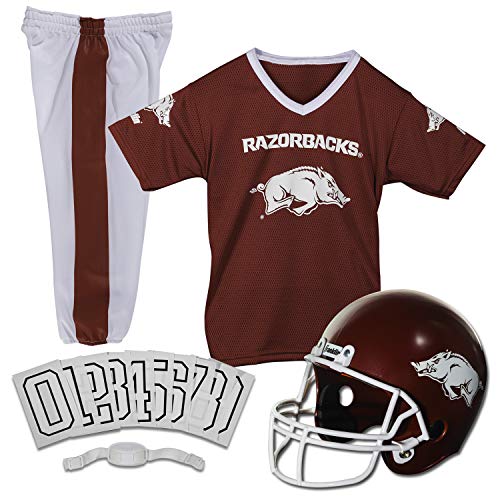 Franklin Sports NCAA Arkansas Razorbacks Kids College Football Uniform Set - Youth Uniform Set - Includes Jersey, Helmet, Pants - Youth Small