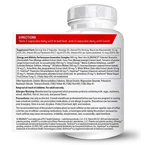 LeanFire with Next-Gen SLIMVANCE, Advanced Energy Pills with B Vitamins and Caffeine to Boost Metabolism, Enhance Focus, and Improve Workout and Fitness Performance, Force Factor, 60 Count (Pack of 3)