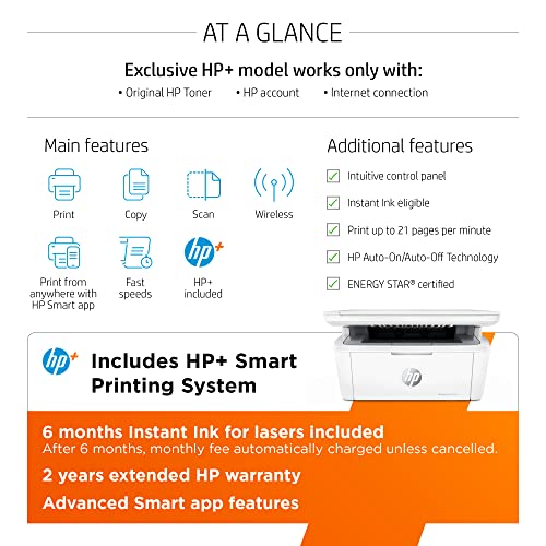 HP LaserJet MFP M140we All-in-One Wireless Black and White Printer with HP+ and Bonus 6 Months Instant Ink (7MD72E)