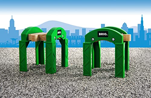 Brio World - 33253 Stacking Track Supports | 2 Piece Toy Train Accessory for Kids Age 3 and Up , Green