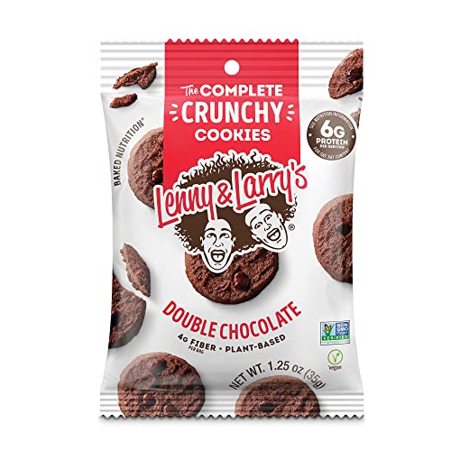Lenny and Larry's The Complete Crunchy Cookie, Double Chocolate, 6g Plant Protein, Vegan, Non-GMO, 1.25 Ounce Pouch (Pack of 12)