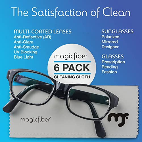 MagicFiber Microfiber Cleaning Cloth, 6 Pack - Premium Cloth for Glasses, Lens, Screens and More