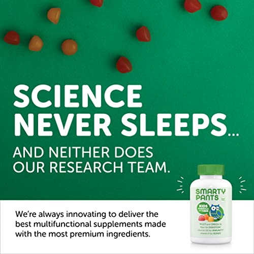 SmartyPants Kids Formula and Fiber Daily Gummy Vitamins: Gluten Free, Multivitamin and Omega 3 Fish Oil (Dha/Epa), Fiber, Methyl B12, vitamin D3, Vitamin B6, 90 Count (22 Day Supply) - Packaging May Vary