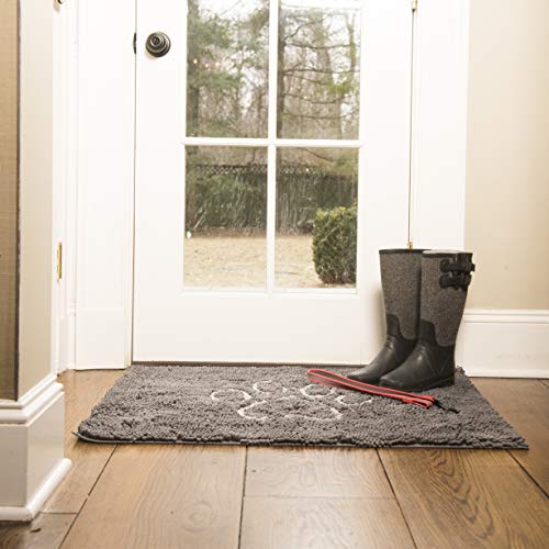 Dog Gone Smart Dirty Dog Microfiber Paw Doormat - Muddy Mats For Dogs - Super Absorbent Dog Mat Keeps Paws and Floors Clean - Machine Washable Pet Door Rugs with Non-Slip Backing | Large Mist Grey
