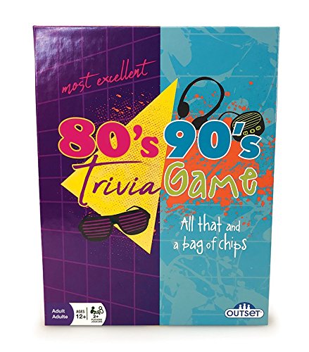 80’s 90’s Trivia Party Game (Amazon Exclusive) – contains 1,000 questions - 2 or more players for ages 12 and up by Outset Media. Blue, Purple, Yellow, 7' Width x 9' height x 2.75' Depth