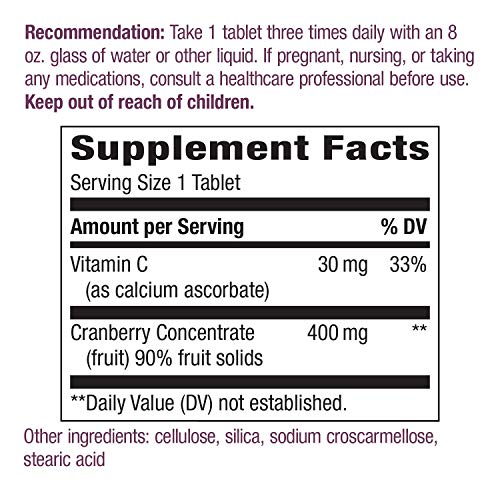 Nature's Way Premium Blend Cranberry, Urinary Tract Health Support* Supplement with Vitamin C, 60 Tablets