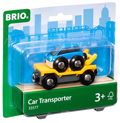 BRIO World 33577 - Car Transporter - 2 Piece Wooden Toy Train Accessory for Kids Ages 3 and Up