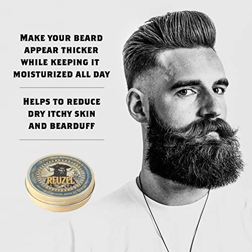 Reuzel Wood and Spice Beard Balm - Shea Butter and Argan Oil - Features a Masculine Scent - Helps To Reduce Itchiness and Beardruff - Formulated To Soften Coarse Hair and Tame Rogue Hairs - 1.3 Oz