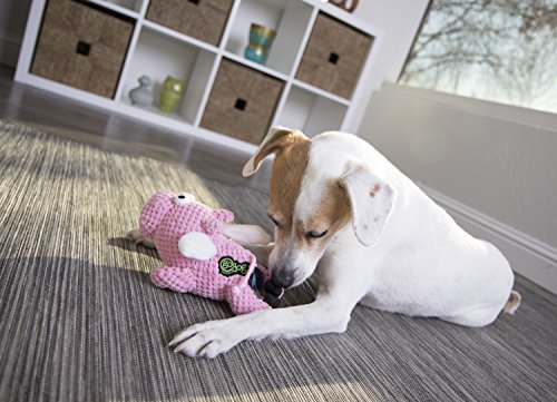goDog Checkers Flying Pig Dog Toy, Chew Guard Technology, Durable Plush, Squeaker Dog Toy, Pink, Small (770104)