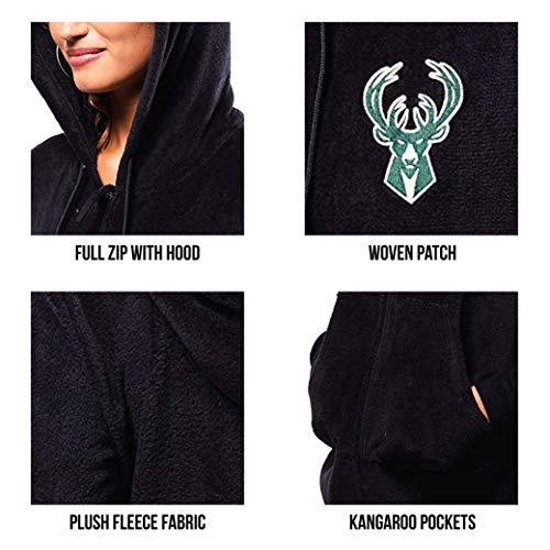 Ultra Game NBA Oklahoma City Thunder Womens Sleepwear Super Soft Fleece Onesie Pajama Hooded Jumpsuit, Black, Large