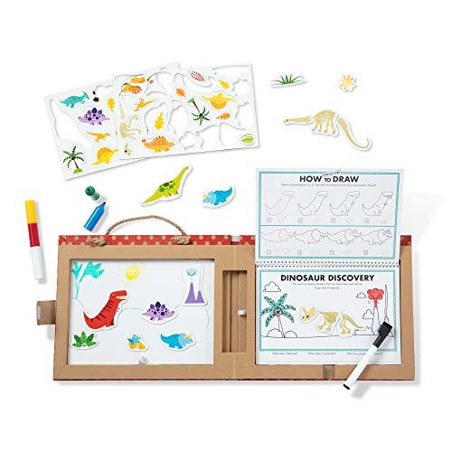 Melissa and Doug Natural Play: Play, Draw, Create Reusable Drawing and Magnet Kit – Dinosaurs (41 Magnets, 5 Dry-Erase Markers)
