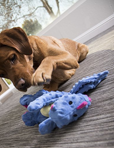goDog Dragons Squeaker Plush Pet Toy for Dogs and Puppies, Soft and Durable, Tough and Chew Resistant, Reinforced Seams - Periwinkle, Large