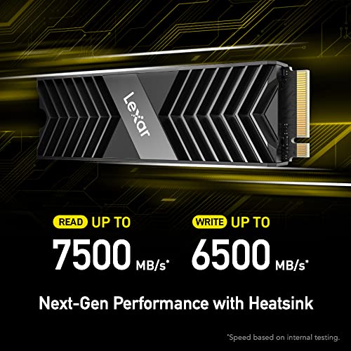 Lexar Professional 1TB NM800 PRO with Heatsink M.2 2280 PCIe Gen4x4 NVMe SSD, Read Speeds Up to 7500MB/s, for Gamers and Creators (LNM800P001T-RN8NG)