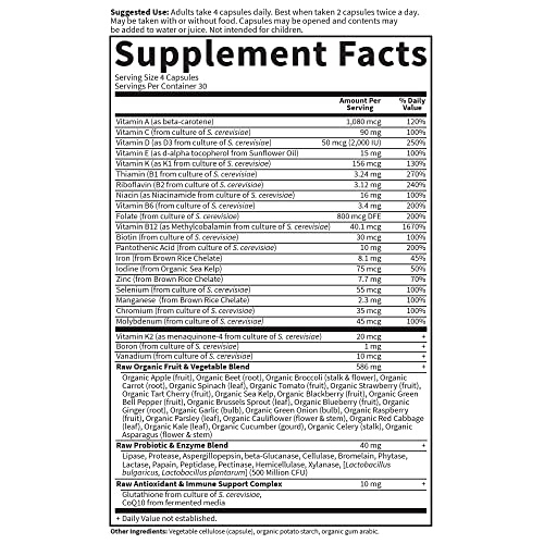 Garden of Life Multivitamin for Women, Vitamin Code Women's Multi - 120 Capsules, Whole Food Womens Multi, Vitamins, Iron, Folate not Folic Acid and Probiotics for Womens Energy, Vegetarian Supplements