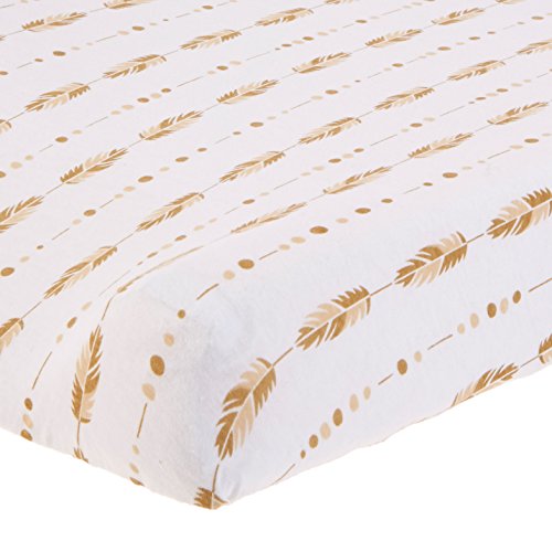 American Baby Company 2 Pack Printed 100% Cotton Knit Fitted Contoured Changing Table Pad Cover - Compatible with Mika Micky Bassinet, Taupe Feathers and Triangles, for Boys and Girls