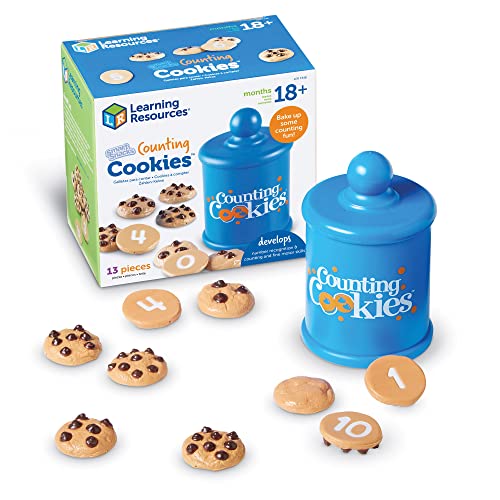 Learning Resources Smart Counting Cookies - 13 Pieces, Ages 18+ Months Toddler Counting and Sorting Skills, Toddler Math Learning Toys, Play Food for Toddlers, Chocolate Chip Cookies