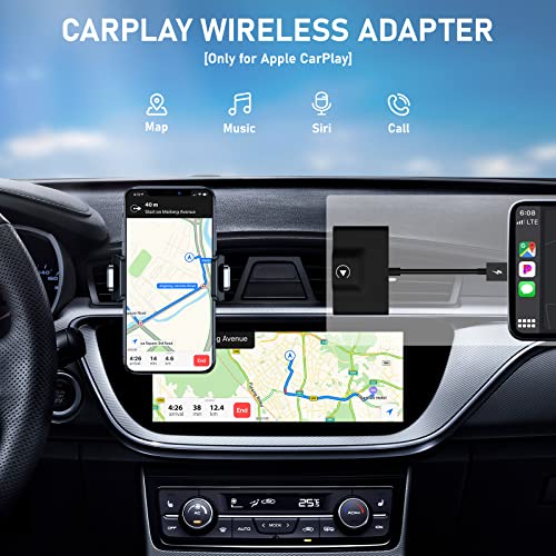 Teeran CarPlay Wireless Adapter for Factory Wired CarPlay 2023 Upgrade Plug and Play Wireless CarPlay Dongle Converts Wired to Wireless Fast and Easy Use Fit for Cars from 2015 and iPhone iOS 10+