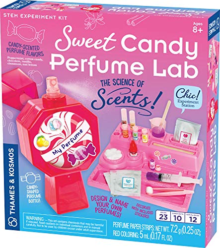 Thames and Kosmos Sweet Candy Perfume Lab STEM Kit | Design and Make Candy-Scented Perfumes! | Explore The Science of Scents | Includes Candy-Shaped Perfume Bottle with Atomizer and 6 Sweet Fragrances