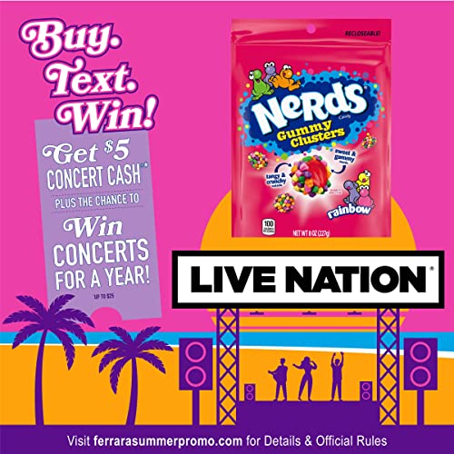 Nerds Gummy Clusters, Summer Candy, Rainbow, Resealable 8 Ounce Bag