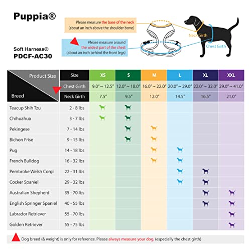 Puppia Soft Dog Harness No Choke Over-The-Head Triple Layered Breathable Mesh Adjustable Chest Belt and Quick-Release Buckle, Orange, XX-Large