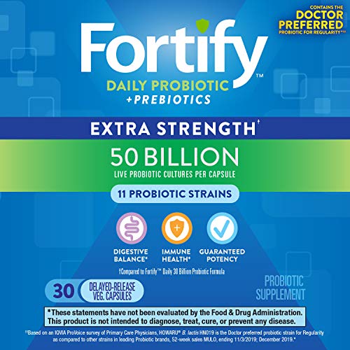 Nature’s Way Fortify Daily Probiotic, 50 Billion Live Cultures, 10 Strains, 30 Count