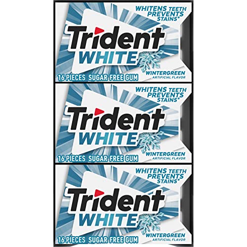 Trident White Wintergreen Sugar Free Gum, 9 Packs of 16 Pieces (144 Total Pieces)