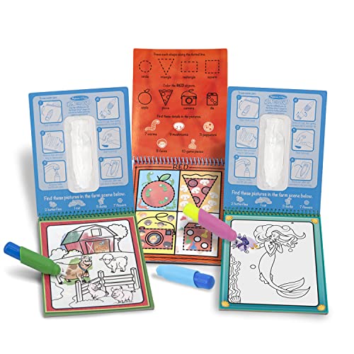 Melissa and Doug On the Go Water Wow! Reusable Water-Reveal Activity Pads, 3-pk, Colors and Shapes, Fairy Tales, Animals - Travel Toys, Stocking Stuffers, Mess Free Coloring For Kids Ages 3+