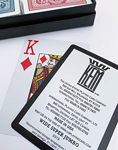 KEM Arrow Red and Blue Bridge Size Jumbo Index Playing Cards Height: 3.63' , Width: 2.38', Depth: 0.69