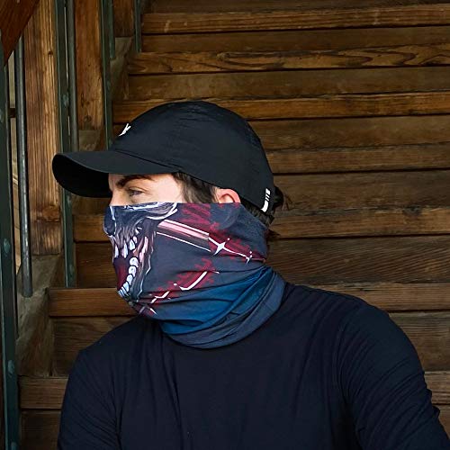 Neck Gaiter Face Mask Scarf - Proudly Made in The USA. Sun and Dust Protection, Sport, Bandanas for Fishing, Hiking, Cycling, Motorcycling, Running - Red Crossbones