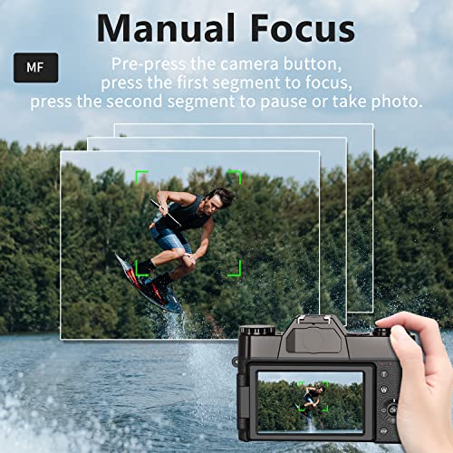 VJIANGER Digital Camera for Photography and Video 4K 48MP Vlogging Camera for YouTube with 180° Flip Screen,16X Digital Zoom,52mm Wide Angle and Macro Lens, 32GB TF Card, 2 Batteries (W01-Black)